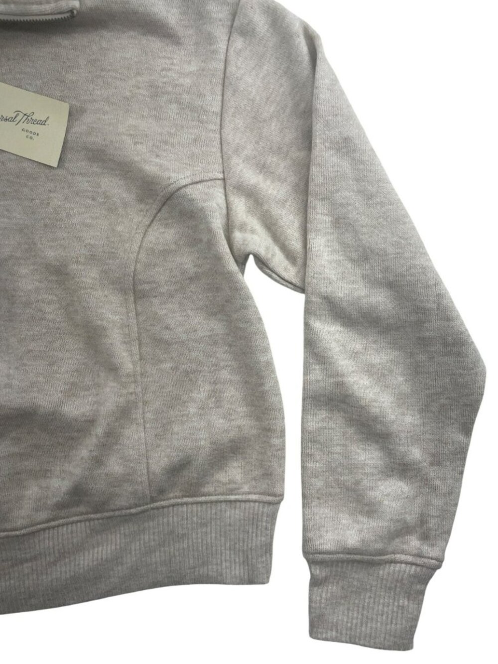 Universal Thread Sweatshirt Heathered Oatmeal Quarter-Zip Pullover Wmn's S NEW - Picture 4 of 7